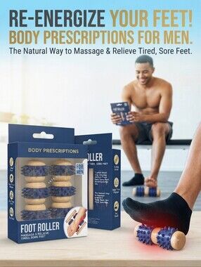 Body Prescriptions: Foot Roller For Men - Massage & Relieve Tired, Sore Feet NEW